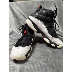 Nike Air Jordan 6 Rings Shoes Mens Size 10 Black White Red Sneakers 322992-067‎